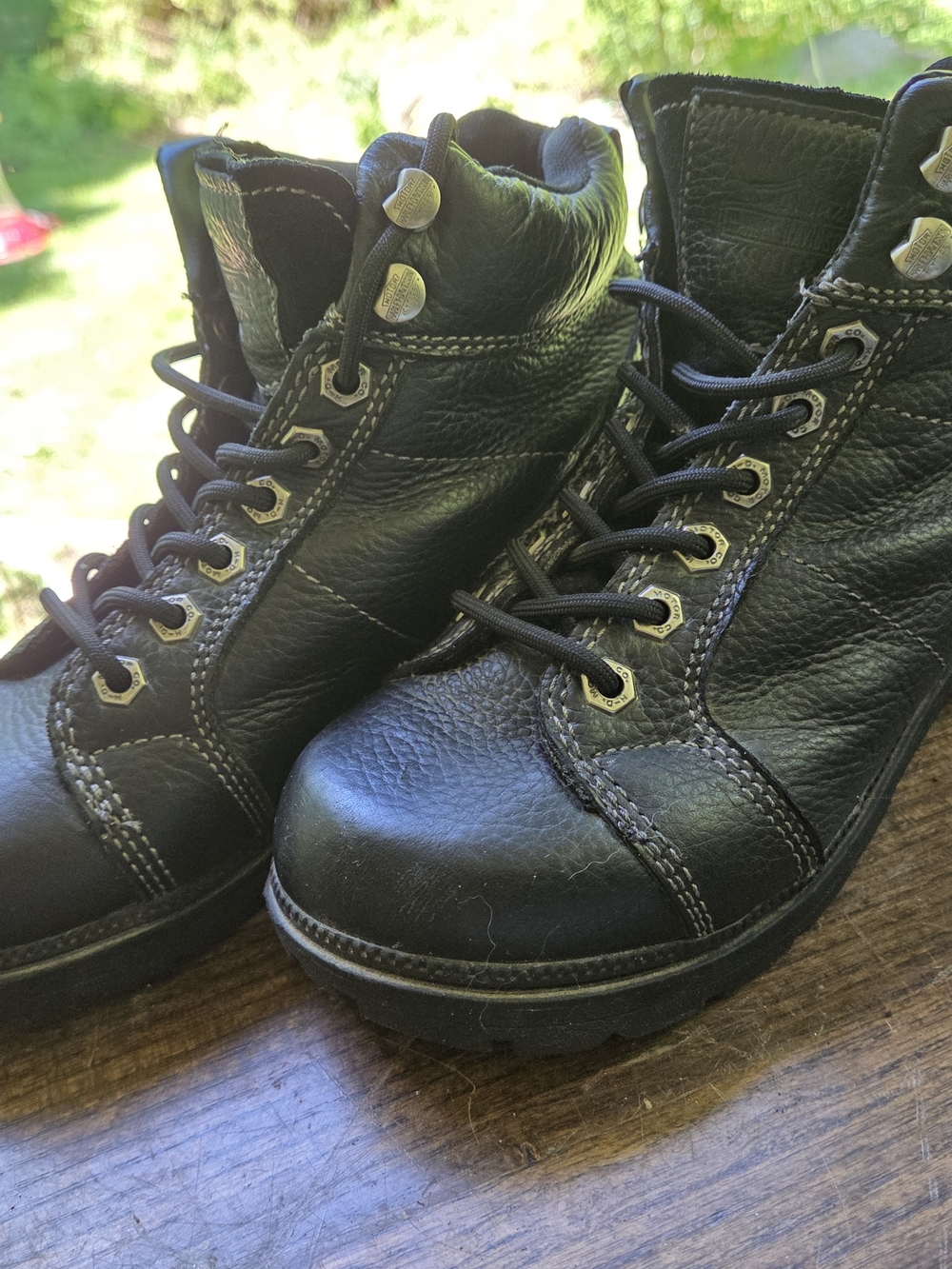 Harley-Davidson Black Leather Logo Motorcycle Boots